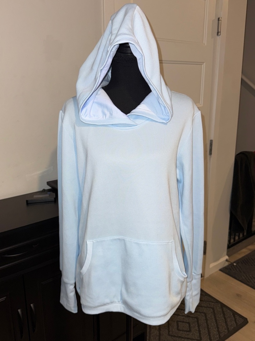 adidas Light Blue Hooded Pullover Sweater L
